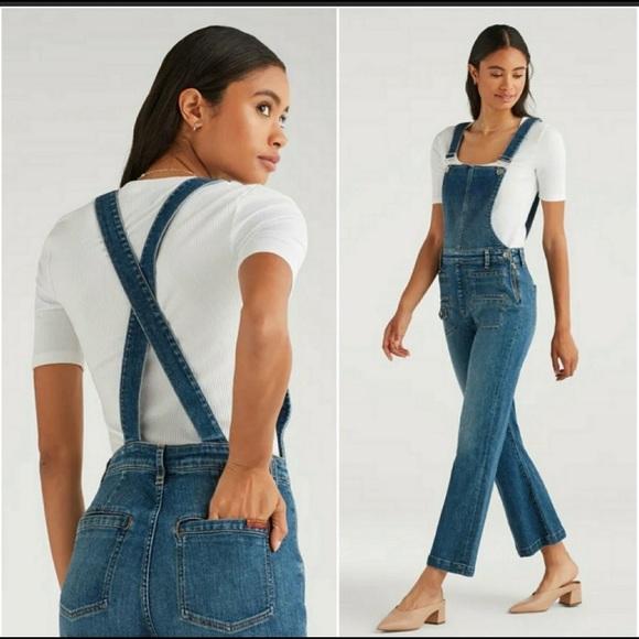 7 For All Mankind Cropped Overalls Large - Picture 1 of 15